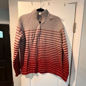 Levi's Men's Gray and Red Striped Sweater